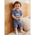 thumbnail image 4 of BemeyourBBs Preemie Baby Boys Summer Clothes Baby Boy Newborn Hospital Going Home Outfit Waffled Romper I'm New Here Letter Embroidery Short Sleeve Jumpsuit Playsuit Shorts, 4 of 9