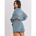 thumbnail image 4 of Women 2 Piece Outfits Sweatsuit Oversized Sweatshirt & Lounge Shorts 2023 Casual Cozy Pajamas Tracksuit Set, 4 of 10