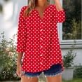 thumbnail image 2 of Annhoo Plus Size Tops for Women V Neck Block Color Print Button Down Tunic 3/4 Sleeve Shirts Trendy Clothes, 2 of 5