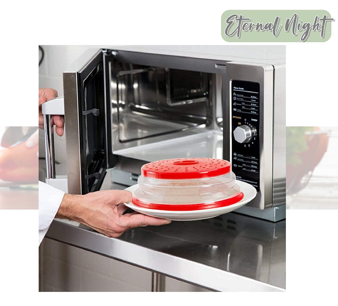 Microwave Food Cover Splatter Proof Vented Collapsible With Easy Grip Hand