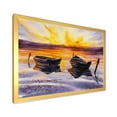 thumbnail image 2 of Designart 'Two Small Boats Parking On The Shore and Sunset' Lake House Framed Art Print, 2 of 4