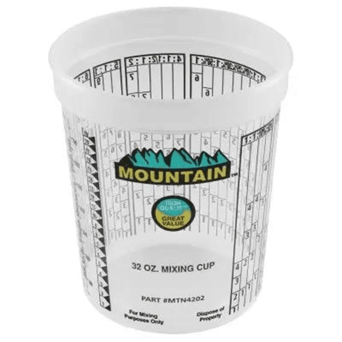 Mountain 4202 Disposable Quart Mixing Cup, 100 Count, Made in USA
