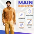 thumbnail image 5 of Orange Disposable Coveralls for Men & Women, 3X-Large. Pack of 25 Hazmat Suits Disposable. Breathable PP+PE 40 GSM Work Coveralls. Paint Suit with Open Wrists, Ankles, Front Zipper, 5 of 7