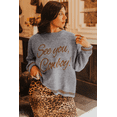thumbnail image 5 of Women's Light Grey Western Graphic Sweater with 'See You Cowboy' Embroidery - [ZhiHiMeRi] | L, 5 of 5