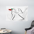 thumbnail image 1 of Wedding Decorations Tapestry, Classical Simple Silhouette of Wedding Couple In Love Red Roses, Wall Hanging for Bedroom Living Room Dorm Decor, 60W X 40L Inches, Black White Red, by Ambesonne, 1 of 2