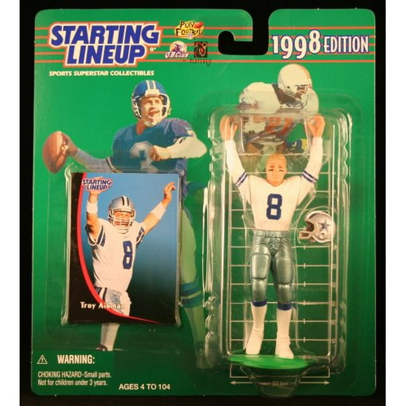 Starting Lineup Troy Aikman / Dallas Cowboys 1998 NFL Figurine & Carte à Collectionner Exclusive NFL