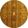 thumbnail image 1 of Ahgly Company Machine Washable Indoor Round Abstract Yellow Contemporary Area Rugs, 5' Round, 1 of 4