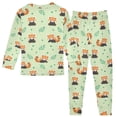 thumbnail image 2 of Red Panda Leaves Pattern Cotton Pajamas 2 Piece Set Sleepwear Soft and Comfortable Homewear Nightwear, 2 of 7