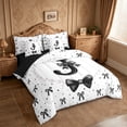 thumbnail image 2 of meiyoeat Lovely Bow Tie 7Pcs Queen Bedding For Bow Girls,Black Initial Letter J Bedding Comforter Set Queen For Kids,Black Reversible, 2 of 7