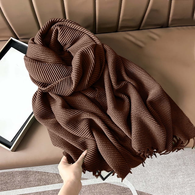 RXIRUCGD Women's Fashionable Solid Color Fold Soft Skin Friendly Scarf( Coffee )