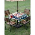 thumbnail image 4 of Outdoor Tablecloth with Umbrella Hole for Patio/Picnic/Party/Camping, Independence Day Waterproof Table Cloth Square Cover Washable, American Flag Boots Red Blue Flowers Stars (54"x 54"), 4 of 9