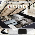 thumbnail image 6 of Relax & Rejuvenate Queen Size Lift up Storage Bed, Upholstered Platform Bed Frame with Modern Linen Fabric Wingback Headboard, Wood Slats Support, Noiseless, No Box Spring Needed, Dark Grey, 6 of 7
