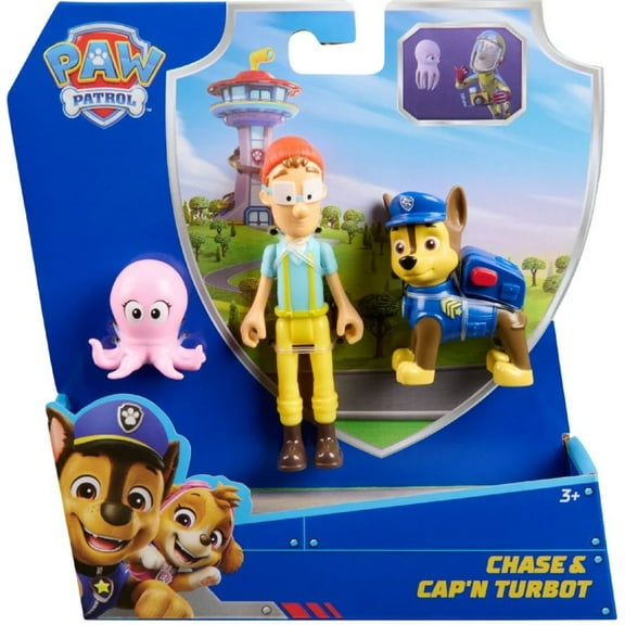 Paw Patrol Chase & Cap'n Turbot Figure Set (with Giant Baby Octopus)