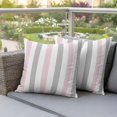 thumbnail image 5 of Pack of 2 Outdoor Pillow Covers 16x16 Inch Waterproof Pink Grey Striped Throw Pillow Covers,Decorative Couch Pillow Shams Protectors Geometric Vertical Stripes Minimalist Patio Cushion Pillowcases, 5 of 8
