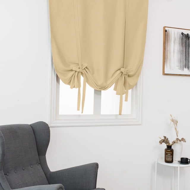 Sexy Dance Half Window Curtains Rod Pocket Kitchen Valance Ruched Decor Short Blackout Curtain Solid Color Darkening Panels Waterproof Thermal Insulated Natural color 31.50 x 55.12"