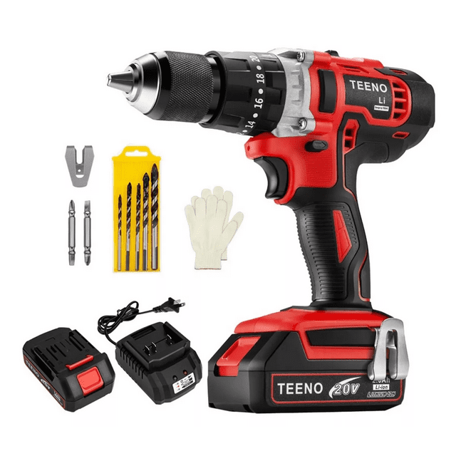 Taladro percutor inalámbrico de 13mm Negro con Rojo