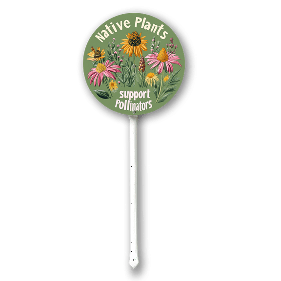 Eveokoki Garden Signs Native Plants Support Pollinators Sign with Stake Outdoor Aluminum Yard Sign Rustproof Aluminum Metal Sign Fade Resistant Lawn Decoration for Outdoor 9.2x9.2inch