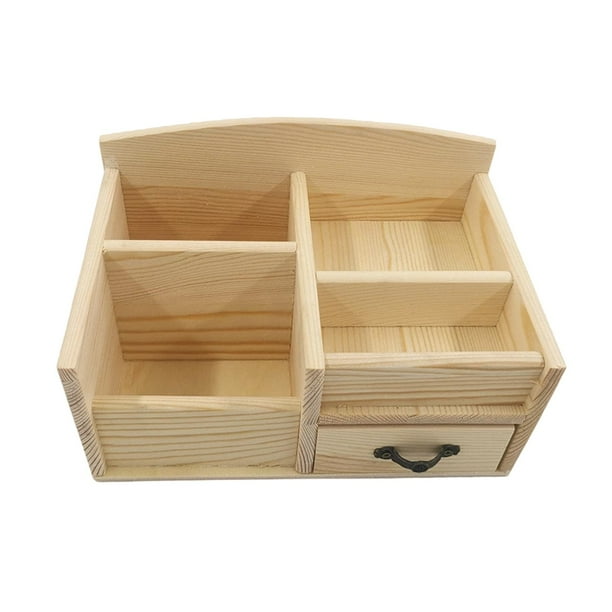Organizador de Escritorio de Madera con Cajones para Maquillaje, Artículos de Oficina Y Artículos de Tocador.