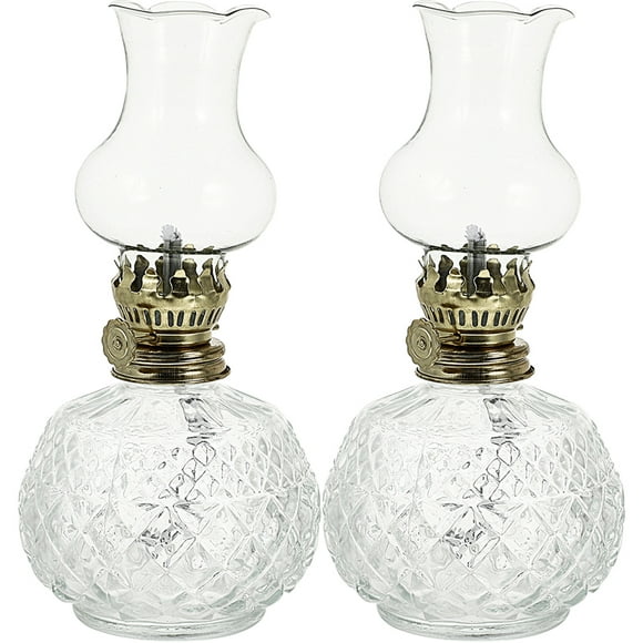 2pcs Vintage Kerosene Lamp Decorative Glass Oil Lamp Desktop Kerosene Oil Lamp Decoration