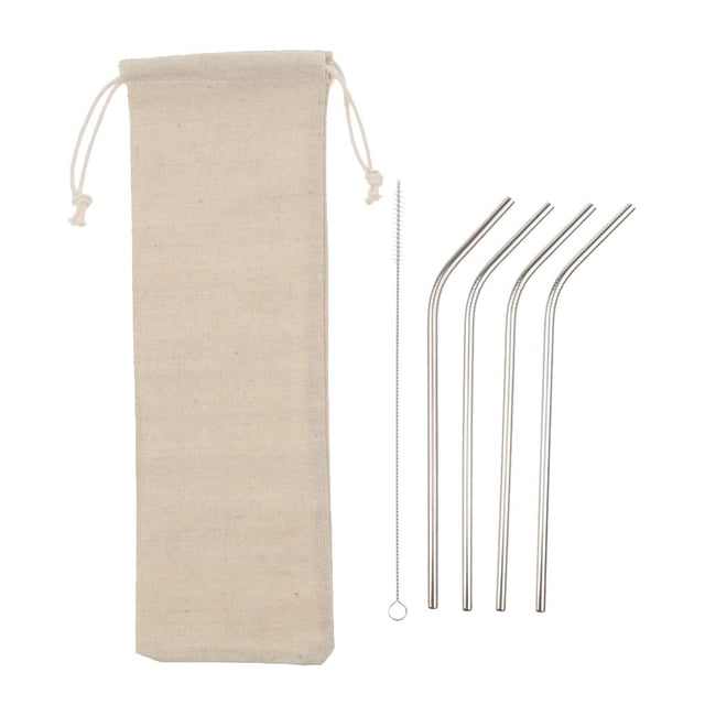 para beber de material acero inoxidable 304 reutilizables de 4 piezas, curvadas para tazas con cepillo, lavables, fáciles de limpiar Cola Pajitas de acero inoxidable