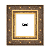 5x6 Frame Vintage Gold Solid Wood Picture Frame | 2.5 Inch Moulding Width | Ornate Bronze Museo