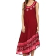 thumbnail image 4 of Sakkas Batik Flower Caftan Tank Dress / Cover Up - Burgandy / White - One Size, 4 of 5