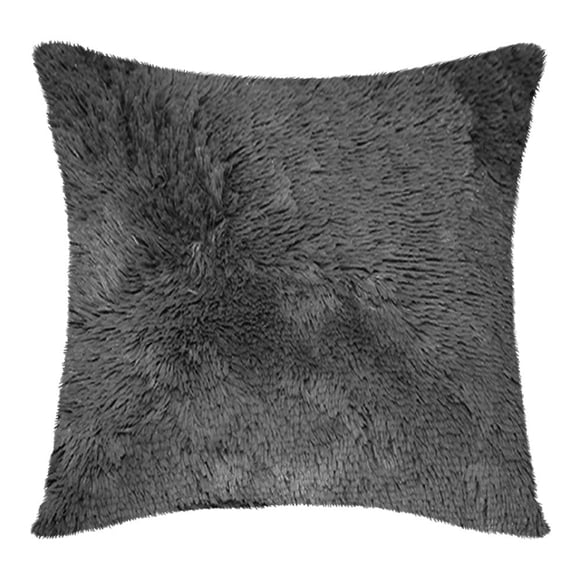 Cojín Decorativo Cuadrado Mainstays Peludo Gris Obscuro, 45 x 45