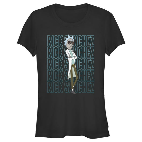 Junior's Rick And Morty Rick Sanchez Name Stack Graphic Tee Black Large