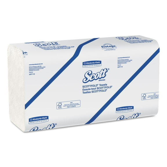 Scott 01980 SCOTTFOLD Paper Towels, 9 2/5 x 12 2/5, White, 175 Towels/Pack, 25 Packs/Carton