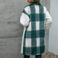 thumbnail image 2 of Womens Coat,Ladies Plaid Long Trench Coat Sherpa Fleece Shacket Jacket Collared Checked Flannel Shacket Longline Button Down Autumn and Winter Overcoat Outwear with Pockets, 2 of 4