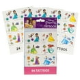 thumbnail image 3 of Disney Princess Birthday Party Supplies Bundle includes 8 Plastic Loot Bags, 8 Plastic Glasses, 96 Tattoos, 7pc Hair Accessories Set, 1 Sticker Pad, 1 Dinosaur Sticker Sheet, 3 of 5