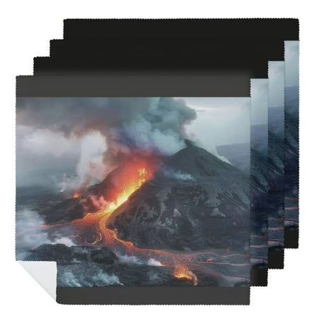 

FACANNAP Volcano Eruption Cloth Napkins for Hotel Home Banquet Table Decor - Polyester Farmhouse Party Dining Table Decor 4 PCS