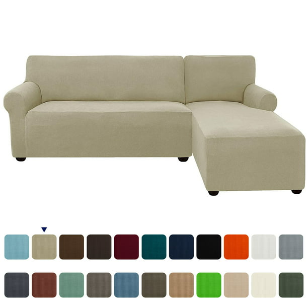 Subrtex Stretch 2 Piece Textured Grid L, Chaise Lounge Sectional Sofa Covers