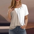 thumbnail image 4 of Short for Women,Tops for Women,Short Sleeved Pleated T-Shirt Top,Womens Tops Casual, 4 of 5