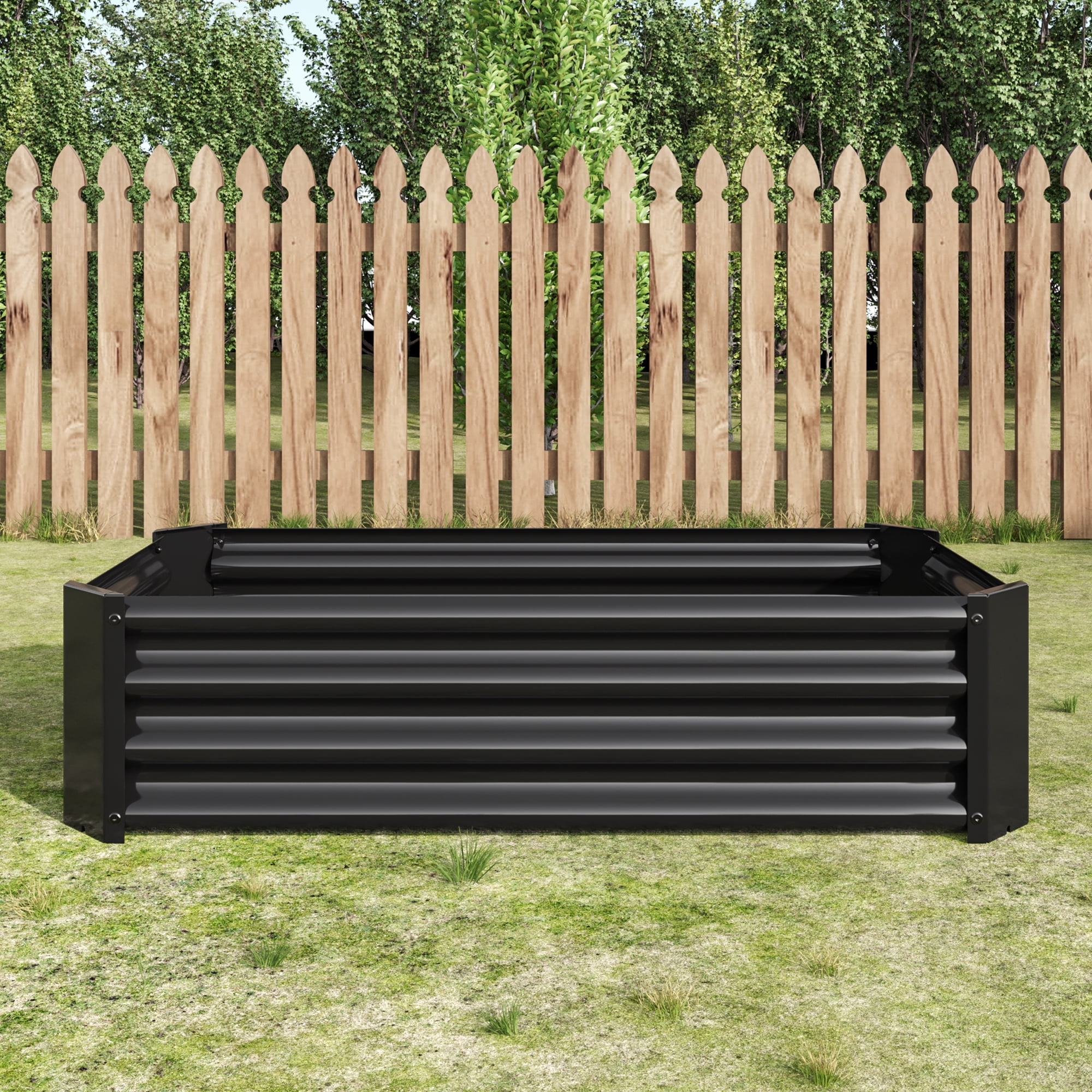 Raised Garden Bed, Rectangle Metal Raised Planter for Flowers Plants, Vegetables Herb, Black 4x2x1ft