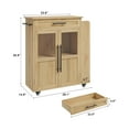 thumbnail image 5 of Rolling Wooden Kitchen Island with Drawer, Home Kitchen Cart with Storage Cabinet on Wheels, Thicker Wooden Top Portable Trolley Island with 3 Spice Rack for Kitchen, Dining Room, 5 of 7