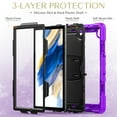 thumbnail image 3 of Dteck with Shoulder Strap Case for Samsung Galaxy Tab A8 10.5-inch X200 X205 X207,Shockproof Rugged Rubber 3-Layers Protection Armor Case Hybrid Hard Kickstand Cover,Purple, 3 of 7