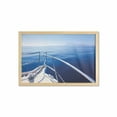 thumbnail image 1 of Navy Wall Art with Frame, Boat Show Ocean Sea Life with Ship Yacht Landscape of Islands Image Photo, Printed Fabric Poster for Bathroom Living Room, 35" x 23", Navy Blue and White, by Ambesonne, 1 of 2