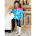 thumbnail image 2 of Girls Jacket Floral Lined Winter Hooded Jacket Kids Coat, Turquoise, Size: 5/6, 2 of 7