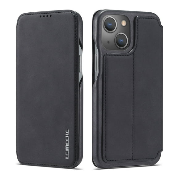 for iPhone 14 Plus 6.7" Magnetic Flip Wallet Case, PU Leather Case with Card Slot & Kickstand Heavy Duty Full Body Protective Case for iPhone 14 Plus Women Men, Black