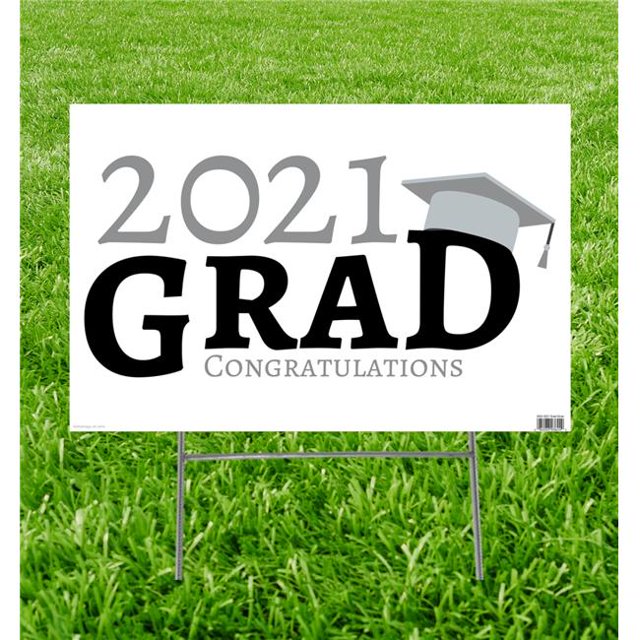 Advanced Graphics 3624 23 x 15 in. 2021 Grad Yard Sign, Silver