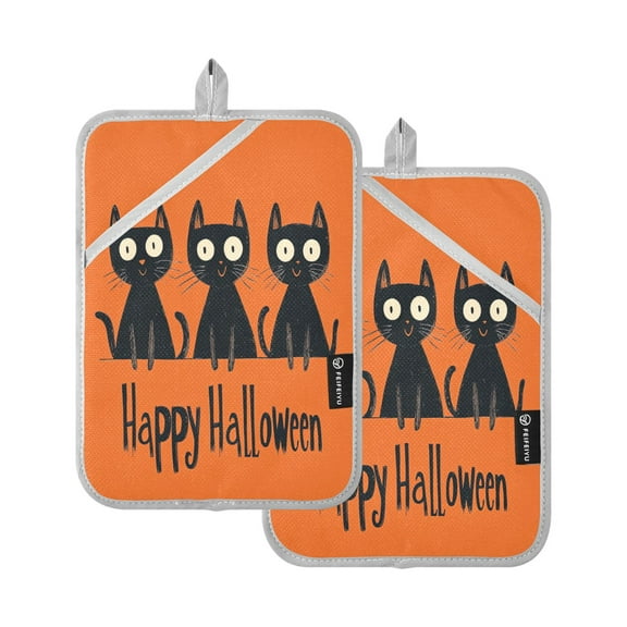 BZSMCE Pot Holder Oven Mitts Cooking baking Halloween Black Cats Creative Pattern Size:7x9.8in