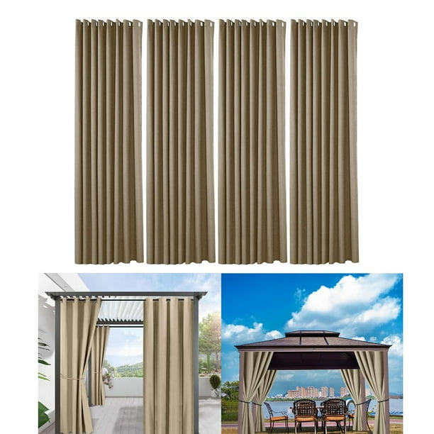 4x Cortina de Ventana Sólida para Exteriores, lámpara , Apagón, Cortina Impermeable, Decoración de Patio perfecl par de cortinas opacas
