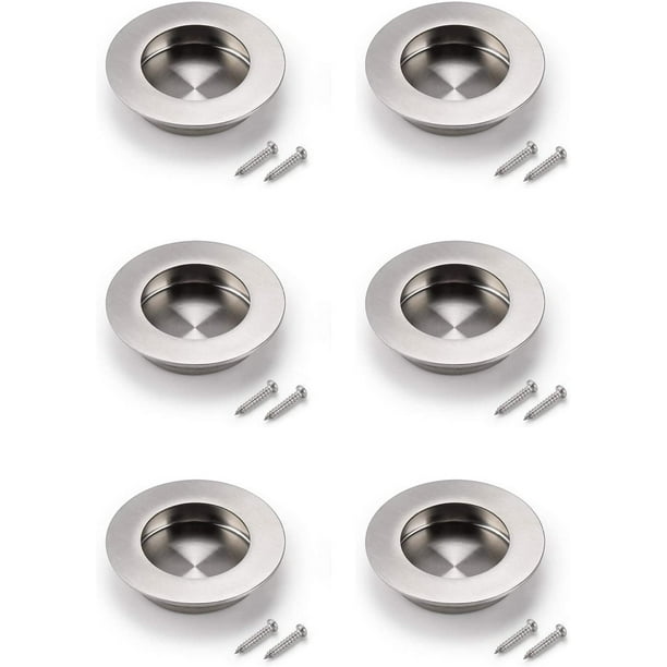 6 Pack Circular Recessed Sliding Door Handles Round Flush Finger Pulls Diameter 2 1 Inch Pocket 304 Stainless Steel Silding In Brushed Nickel Com Round Flush Finger Pulls Diameter, Round Recessed Door Pulls