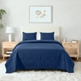 thumbnail image 2 of VCCOEM Quilt Set King Size Lightweight Bedspreads, All Season Coverlet, 3 Piece (1 Quilt, 2 Pillow Shams), Coin Pattern, Navy Blue, 2 of 10