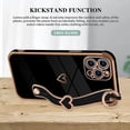 thumbnail image 4 of Compatible with iPhone 12 Pro Max Case for Women Girls,Soft TPU Cute Love Heart Plating Electroplate Wristband Bumper Holder Bling Case Slim Anti-Scratch Shockproof Luxury Case(Elegant Black), 4 of 7