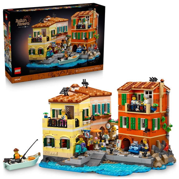 LEGO Ideas Italian Riviera Building Set for Adults - DIY Home Decor for Men & Women, Ages 18  - Construct 3 Colorful Buildings & 10 Minifigures W/Accessories - Gift Idea for Birthdays - 21359
