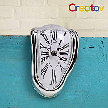 Gold Kuinayouyi Melting Clock Block-Type Twisted Clock,Melted Clock for Decorative Home Office Shelf Desk Table Funny Gift