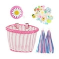 thumbnail image 2 of Cesta decorativa para bicicleta para niños, conjunto de accesorios de decoración para bicicleta, cesta frontal de repuesto bonita multifuncional para blanco rosa, 2 of 9