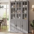 thumbnail image 4 of MEISSALIVVE 78.7" Kitchen Pantry Cabinet with Glass Doors & LED Lights, Freestanding Storage Hutch with Shelves, Gray Pantry Cupboard, 47.2" W x 15.7" D, 4 of 7